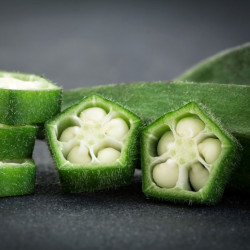 okra seeds inside okra semillas okra